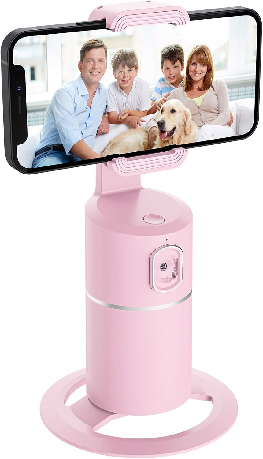 Auto Tracking Phone Holder,360° Rotation Face Body Track Mount,Tracking Tripod for Vlog Shooting Live Streaming,Build-in Battery,No APP Required(Black)… Pack of 2