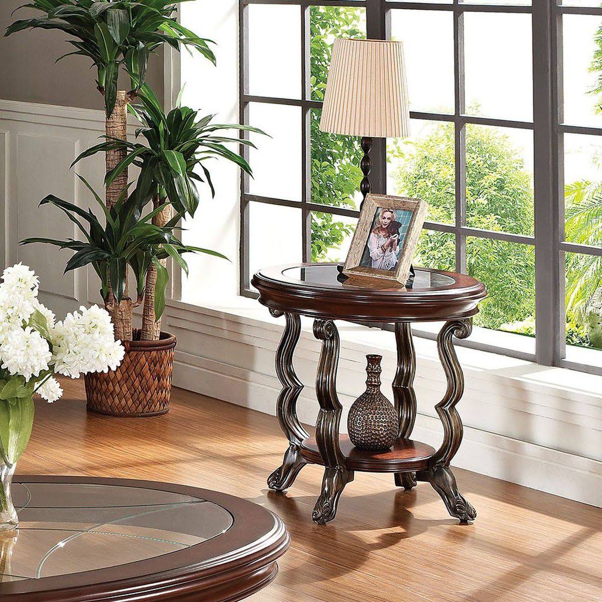 Acme Furniture 80121 Bavol End Table Cherry u0026 Brown