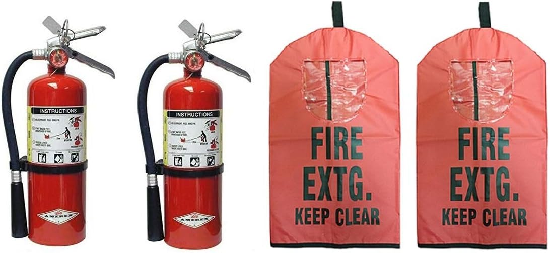 5lb ABC Dry Chemical Fire Extingusher W/Fire and Saefty Plus Fire Extinguisher Cover with window (2each)