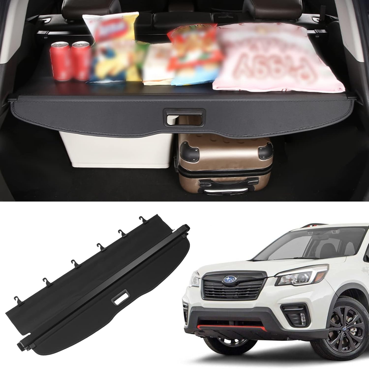 Fit For 2019 2020 2021 2022 Subaru Forester Cargo Cover Retractable Trunk Shielding Shade Black