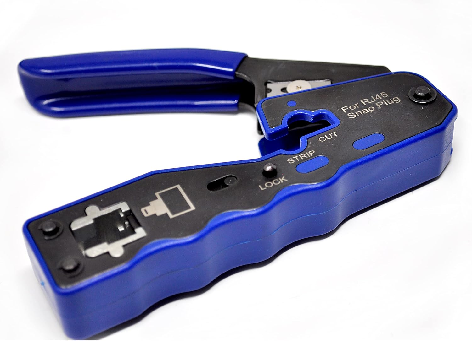 Platinum Connector professional HD form-factor RJ45 crimp tools: Pass-Through crimper makes UTP/FTP Cable connector assembly much easier and rock solid (Blue)