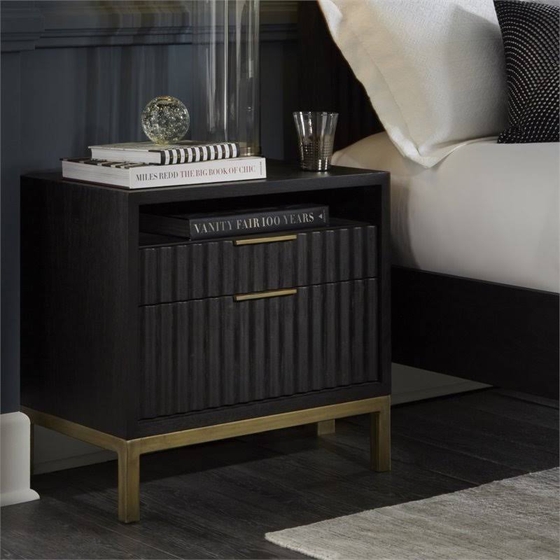 Bowery Hill 2 Drawer Nightstand in Transparent Black Mahogany