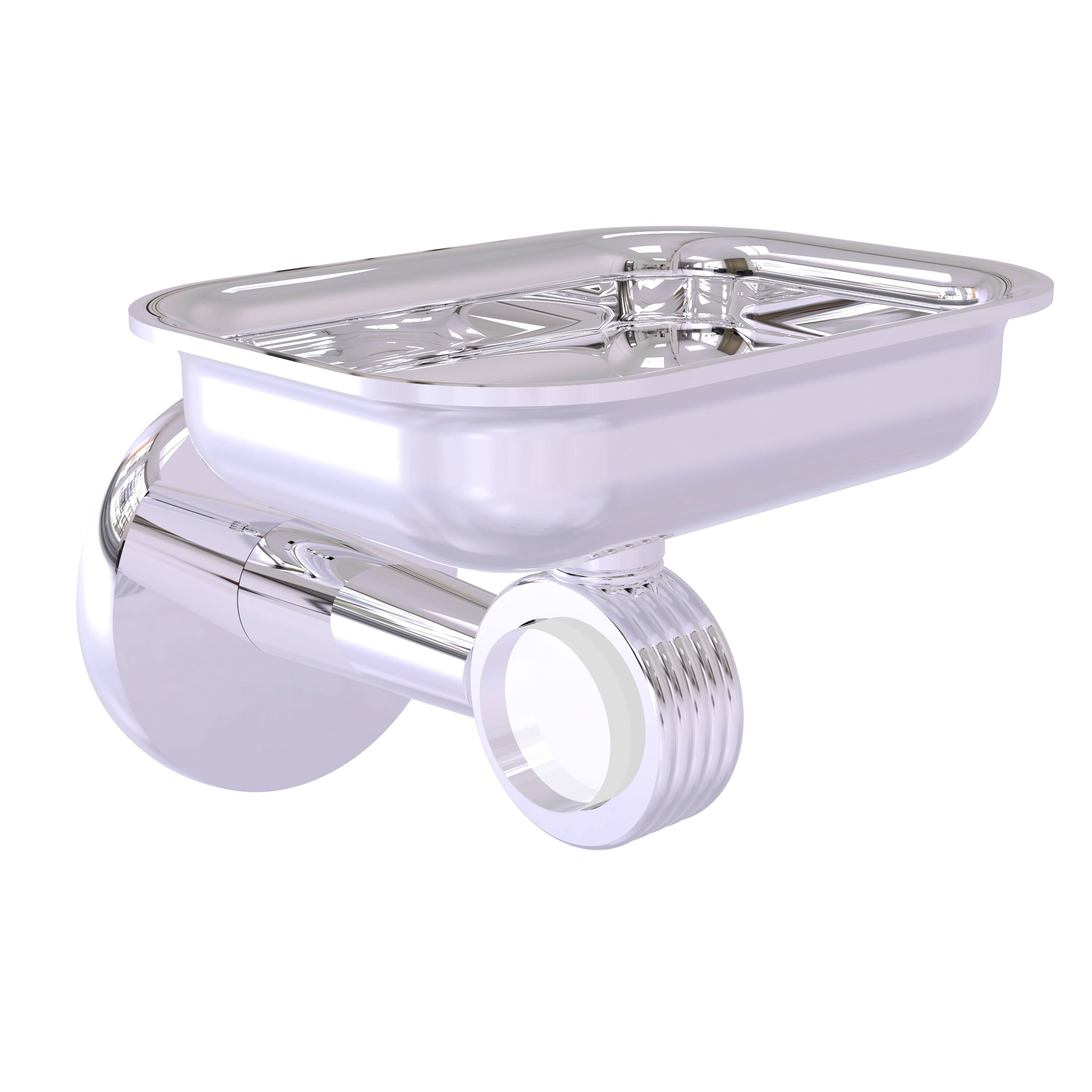 Allied Brass CV-32G-PC Clearview Collection Wall Mounted Soap Dish Holder with Groovy Accents Polished Chrome