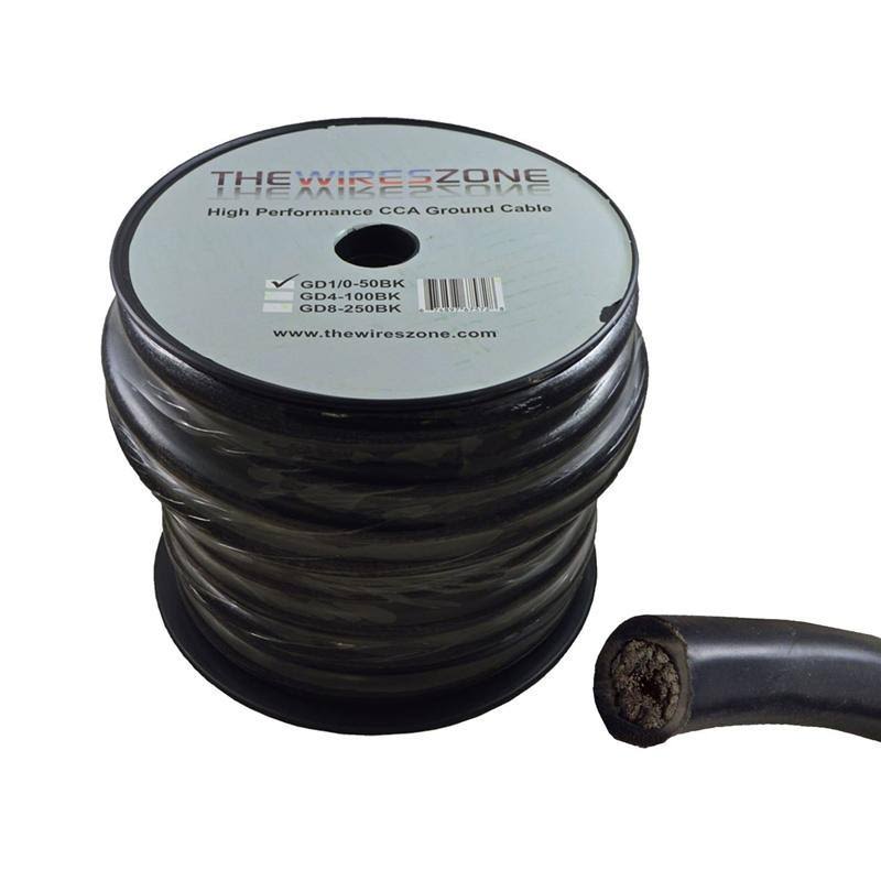1/0 AWG 0 Gauge 50 Feet High Performance Flexi Amp Power/Ground Cable Wire Black