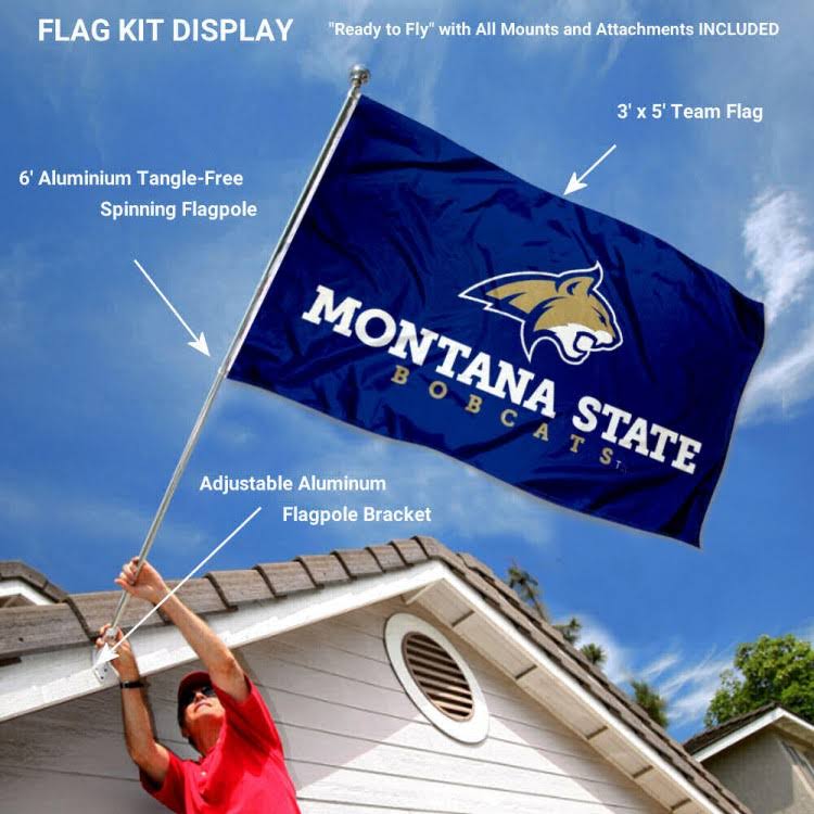 Montana State Bobcats Flag Pole and Bracket Kit - Sports Flags u0026 Pennants Co.