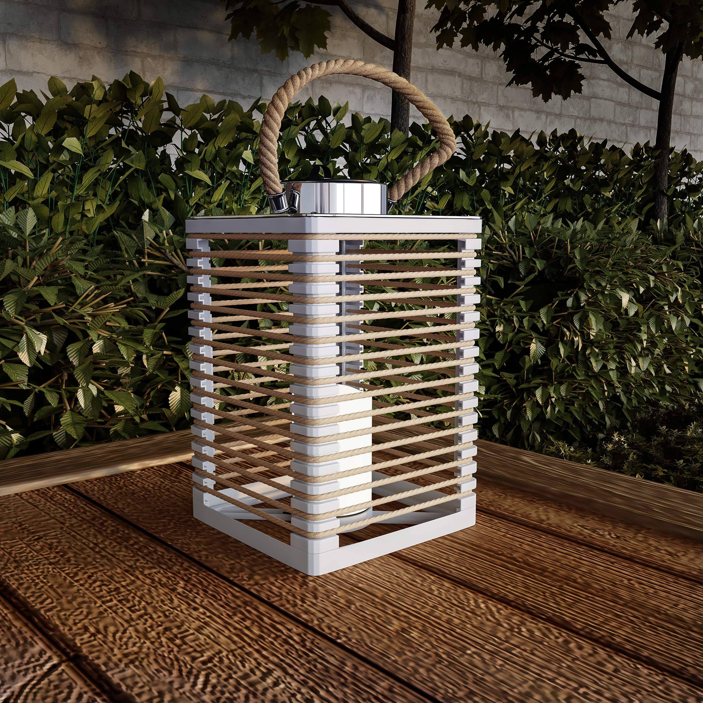 Pure Garden 50-lg1086 Solar Powered LED Outdoor u0026 Indoor Flickering Flameless Candle Lantern Decorative Light with Rope Acce