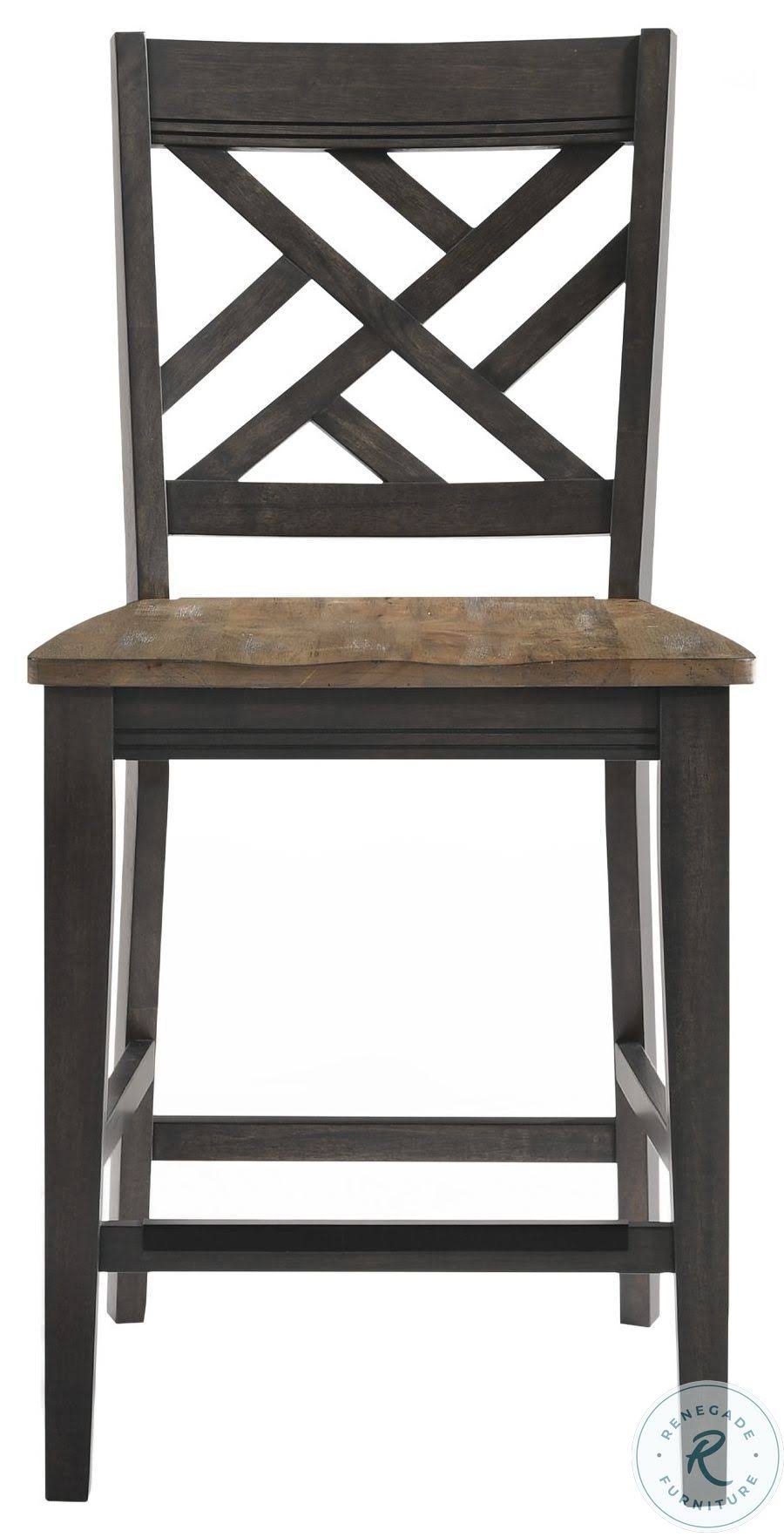 Intercon Harper Brushed Brown and Pecan Lattice Back Bar Stool