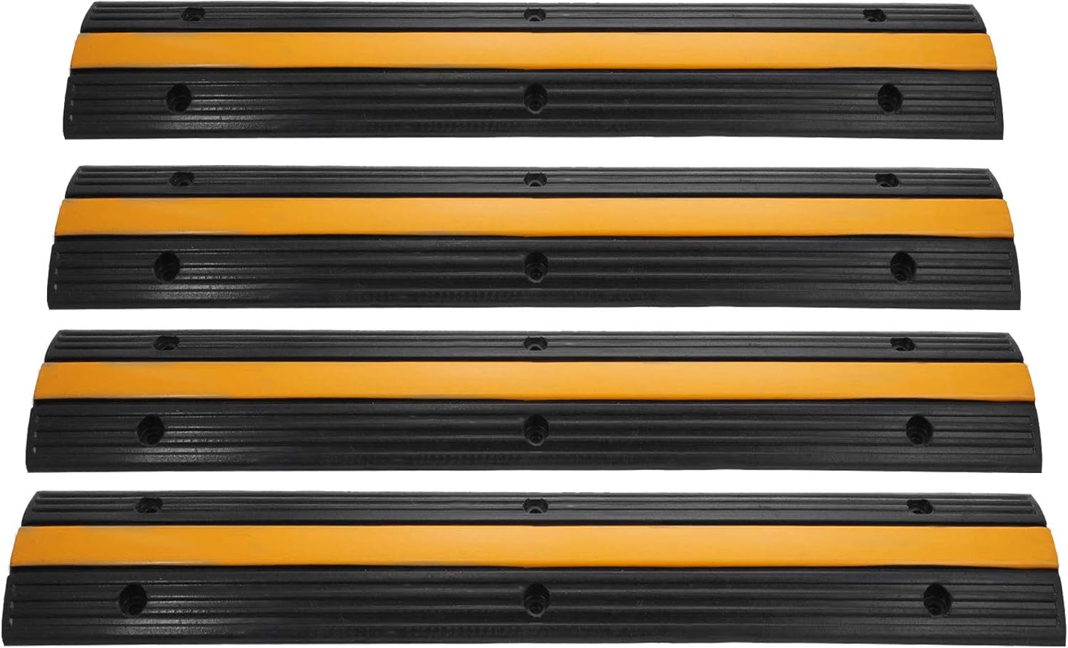 SmarketBuy Rubber Cable Protector Cable Ramps Black Ramp and Yellow lid Connector Speed Bump (4 Pack Single Channel) Pack of 2