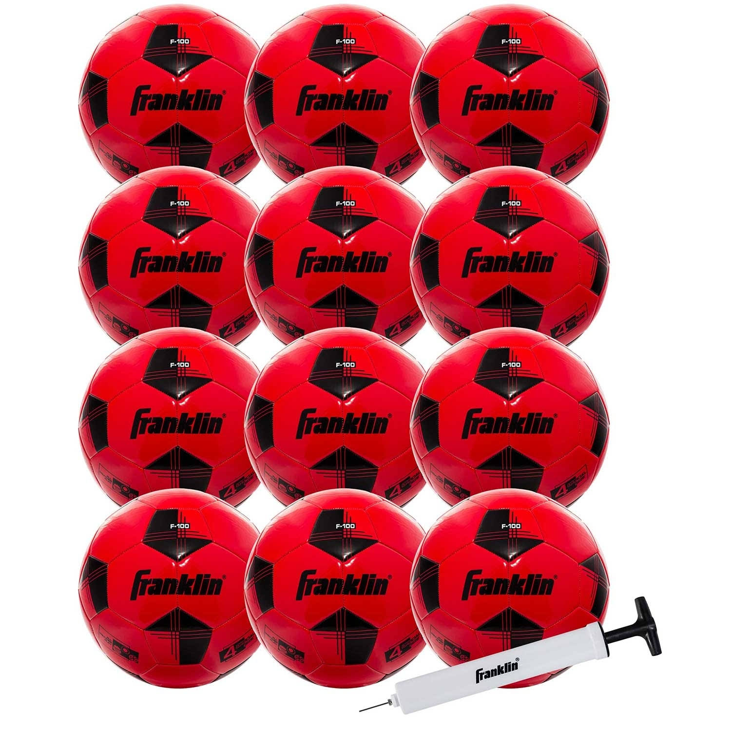 Competition F-100 Soccer Ball with Pump - 12 Pack - Black/Red