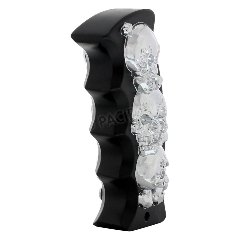 United Pacific 70711 - Black/Chrome Skulls Pistol Grip Shift Knob