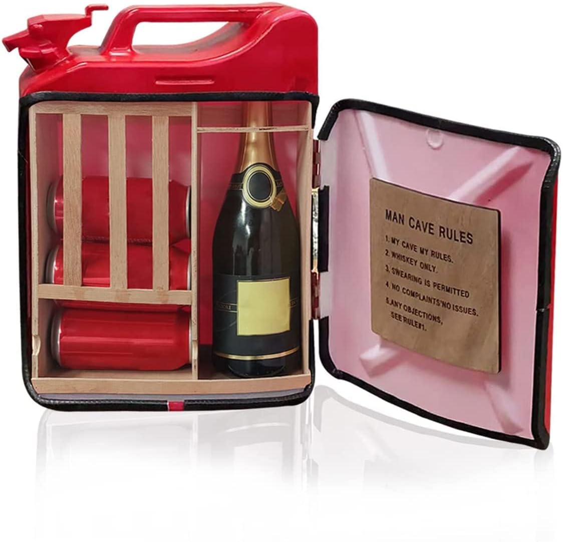 My Cave My Rules Can Bar Set, Christmas Jerry Can Bar, Mini Bar Cabinet Personalized Mini Bar Men's (Red) Pack of 2