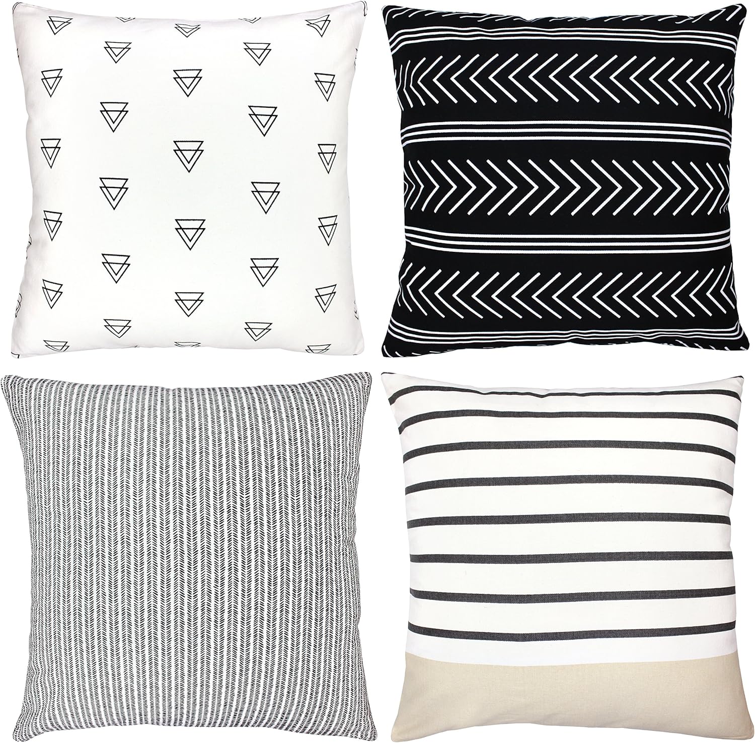 Woven Nook Decorative Throw Pillow Covers, Pillow Cases for Couch, Sofa Pillows, Pack of 4 Covers (Atlas)