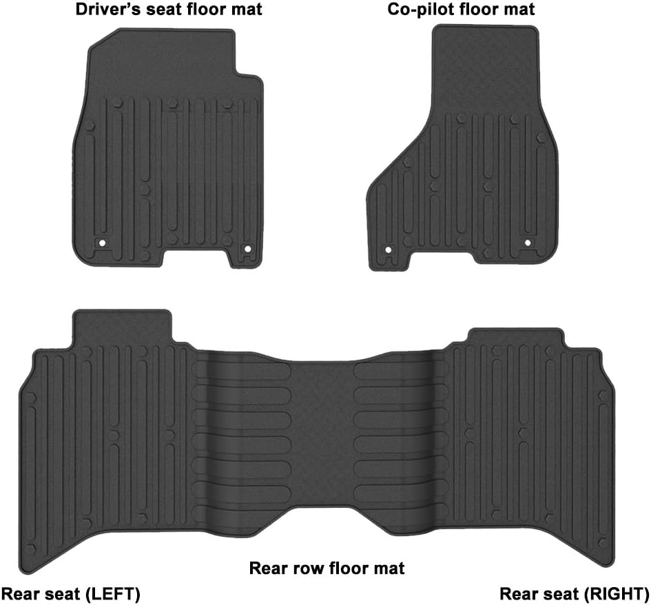 Floor Mats Compatible for 2019 2020 2021 Dodge Ram 1500 Classic Models All Weather Guard TPE Floor Carpet Liner for 2012-2018 Dodge Ram 1500 2500 3500 Crew Cab Front & Rear Black Slush Floor Liner Set