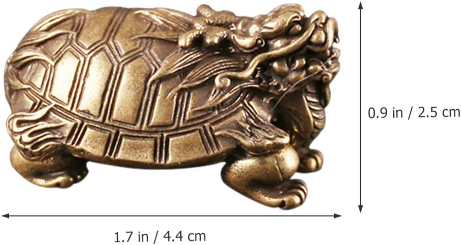 NUOBESTY Brass Turtle Statue Feng Shui Wealth Prosperity Brass Dragon Turtle Statue Decor Figurines Sculpture Collectibles for Avoiding Evil Keeping Peace Gift Mascot