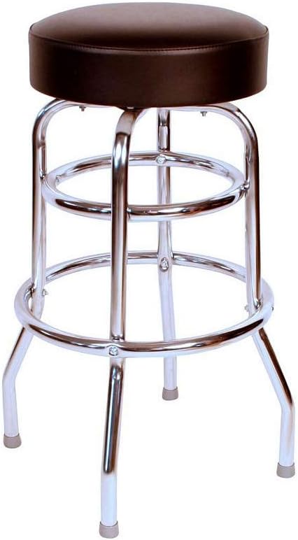 Richardson Seating Double Rung Backless Swivel Bar Stool with Chrome Frame and Seat, Green, 30