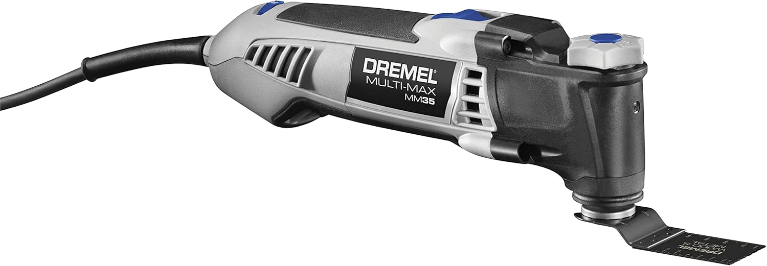 Dremel Multi-Max 3.5 Amp Oscillating DIY Tool Kit with Tool-LESS Accessory Change- Multi Tool with 12 Accessories- Compact Head & Angled Body- Drywall, Nails, Remove Grout & Sanding- MM35-01