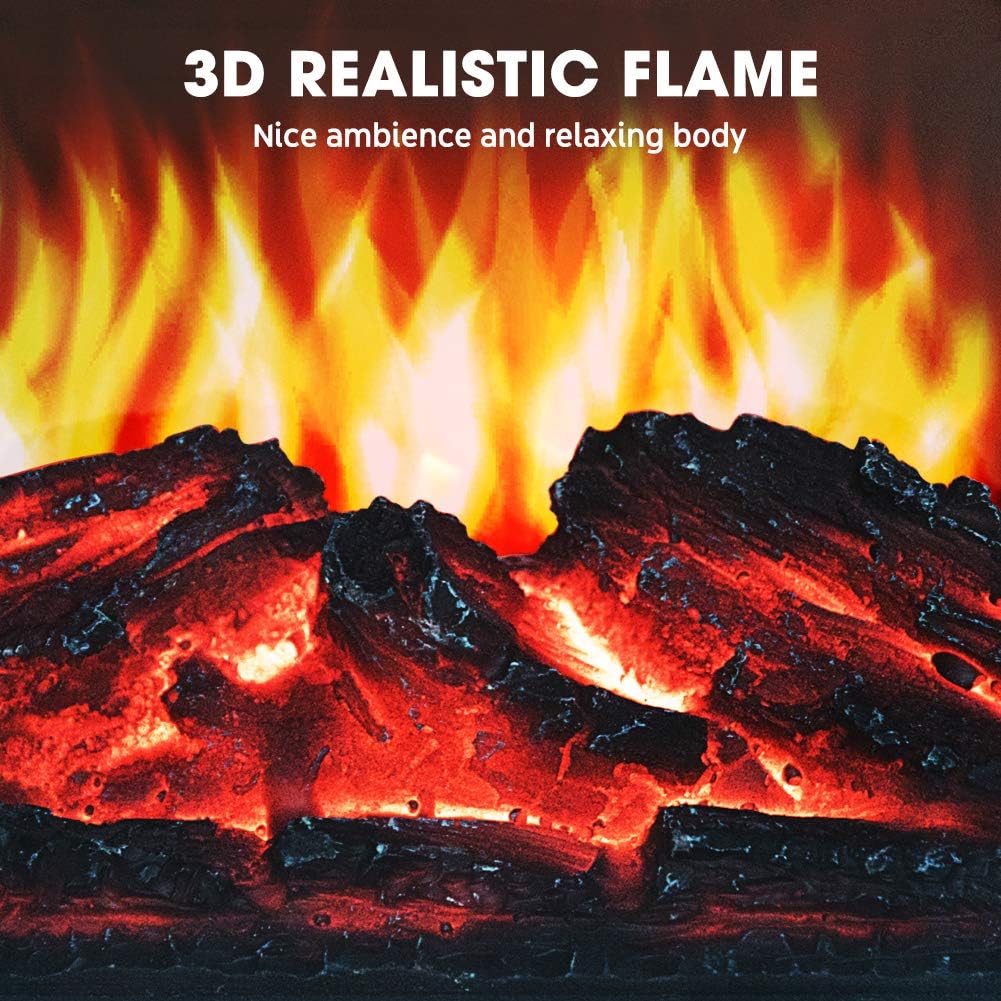 LifePlus Electric Fireplace with 3D Realistic Flame Effect, Portable Fireplace Heater 2 Modes Setting, Overheating Safety Protection, Small Space Heater for Indoor Use, 1500w, Wood Frame