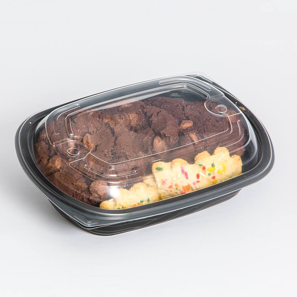 MicroRaves PP Rectangle Food Container Black/Clear 24 oz | 125/Case