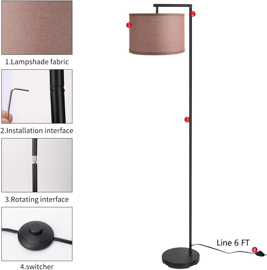 Tootoo Star Modern Floor Lamp for Living Room, Standing Lamp with 2 Lamp Shades for Bedroom, Living Room, Office, Black