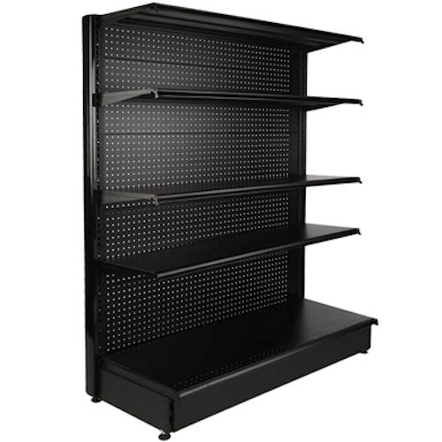 Single Sided Gondola in Black 48 W x 18 D x 72 H Inches with Pegboard Back