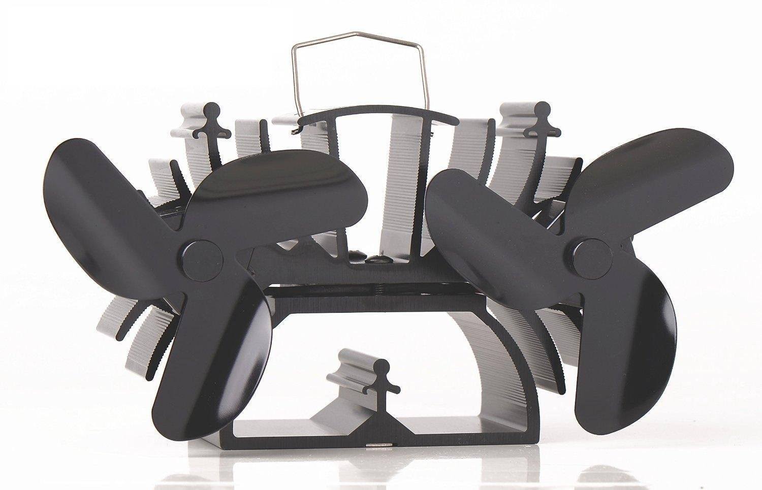 Voda 4.9 Inches Height Twin Motor Heat Powered Stove Fan [Update VERSION],for Small Space on Log/Wood Burner/Stove/fireplace New