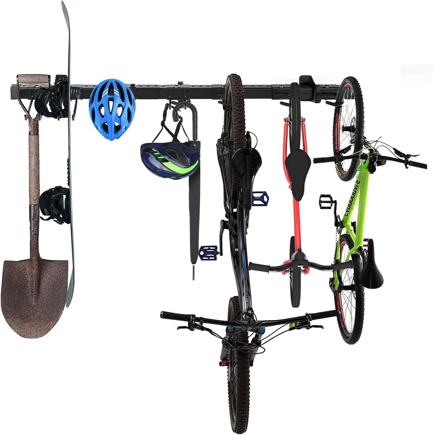 Omreid Wall Mount Bike Storage Rack Adjustable Storage System Tools and Bike Wall Hanger Mount,Home and Garage,Hold 4 Bicycles (8 hooks,46 in) Pack of 2