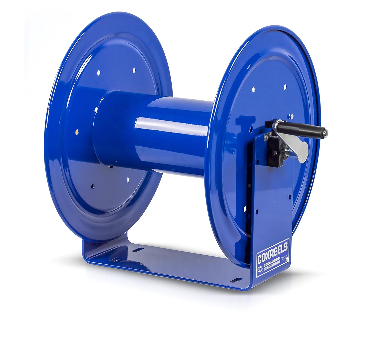 Coxreels 117-3-250 Hand Crank Steel Hose Reel, 100 Series, 3/8&rdquo; x 250&rsquo;, up to 4,000 PSI - Easy-to-Use Compact Design - Adjustable Tension Break - Heavy-Duty Steel Construction, Made in the USA, Blue
