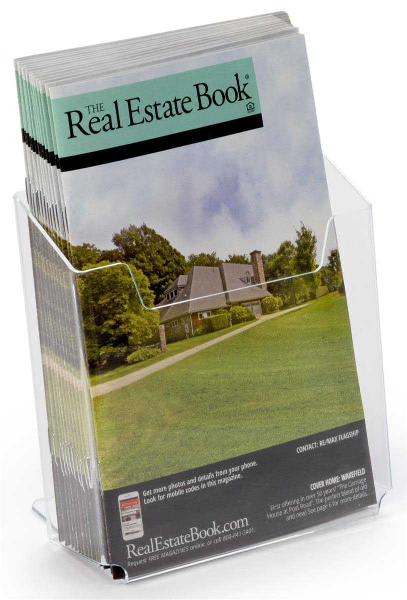 Set of 10, Brochure Holders, Clear Acrylic Desktop Literature Displays Hold 5-1/2W Flyers Countertop Pamphlet Dispensers Have An