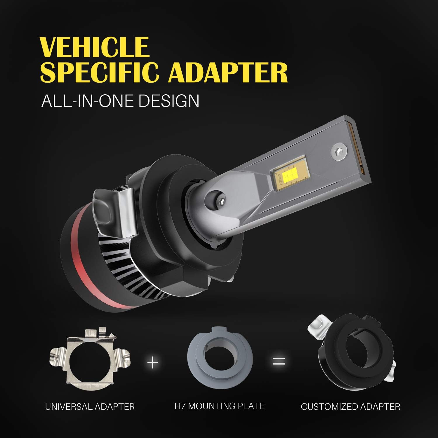 VEHICODE H7 LED Headlight Bulbs with Car Specific Adapters for Mercedes Benz Volkswagen VW (2 Pack)