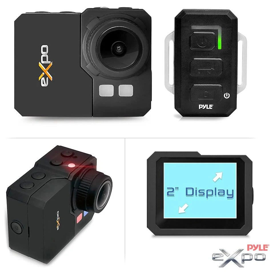 Pyle Expo Hi-Res Action Cam with Full HD 1080p Video, 20 Mega Pixel Camera: Black