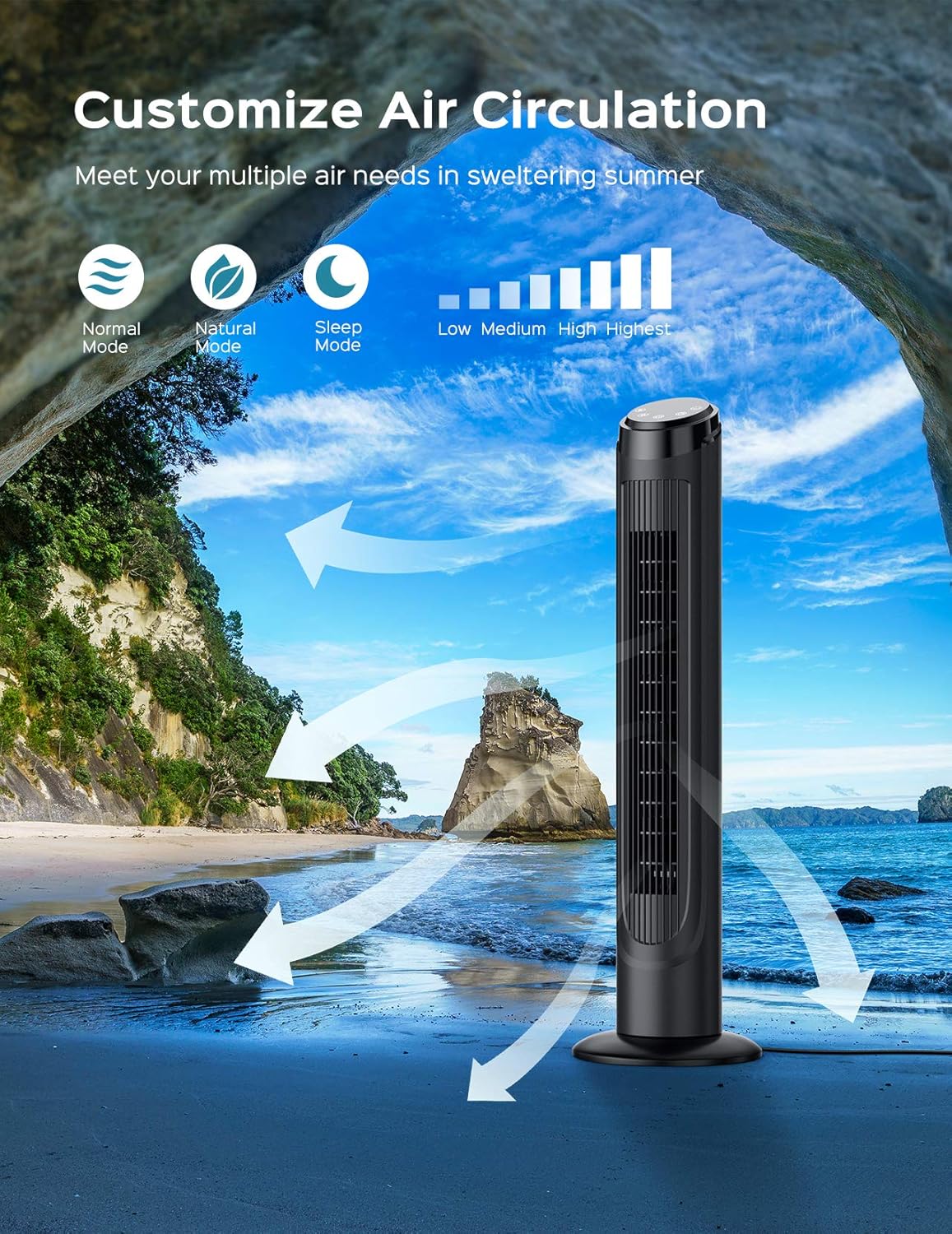 Tower Fan, Dreo 90° Oscillating Fans with Remote, Quiet Cooling,12 Modes, 12H Timer, Space-Saving, LED Display with Touch Control, 40” Portable Floor Bladeless Fan for Bedroom Living Rooms Office Pack of 2