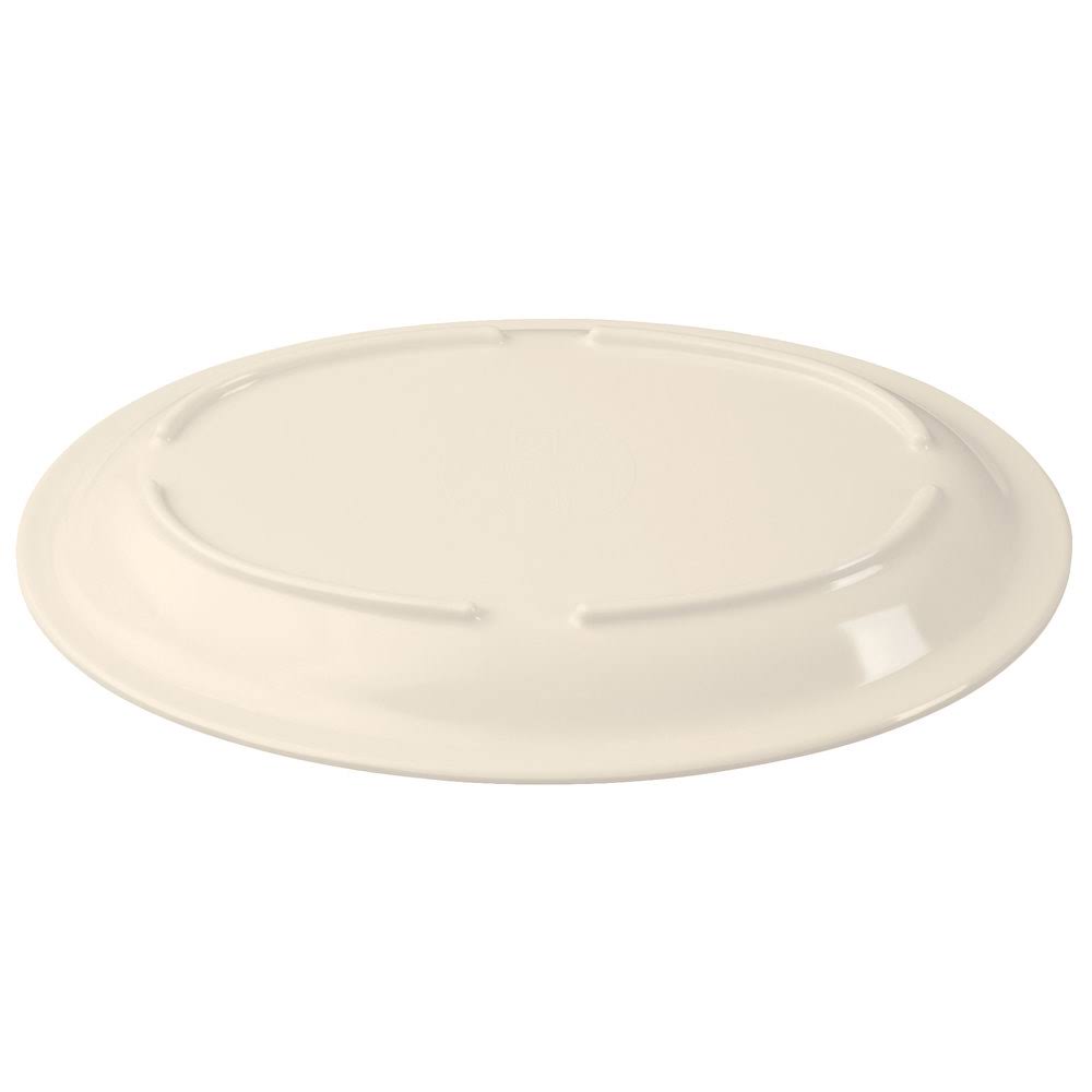 Thunder Group NS510T Nustone Tan 9 1/2x22 x 6 3/4x22 Narrow Rim Oval Melamine Platter - 12/Pack