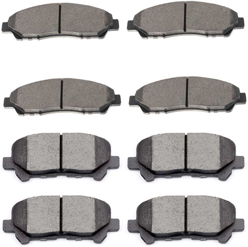 SCITOO Ceramic Front Rear Disc Brake Pad Set fit for 2007-2013 for Acura MDX, 2010-2013 for Acura ZDX, 2009-2011 for Honda Pilot