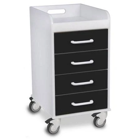 TrippNT 51146 Black Polyethylene Compact 4 Drawer Locking Cart - 14 x 27 x 19 in.,