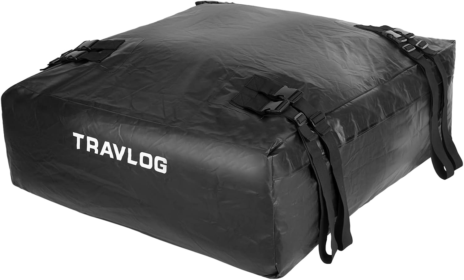 Travlog Rooftop Cargo Carrier, 20 Cubic Feet IP67 Waterproof Roof Rack Cargo Carrier Made by 10-Pound Anti-Tear 840D PVC with Anti-Slip Mat, 8 Reinforced Straps, Suitable with/Without Rack