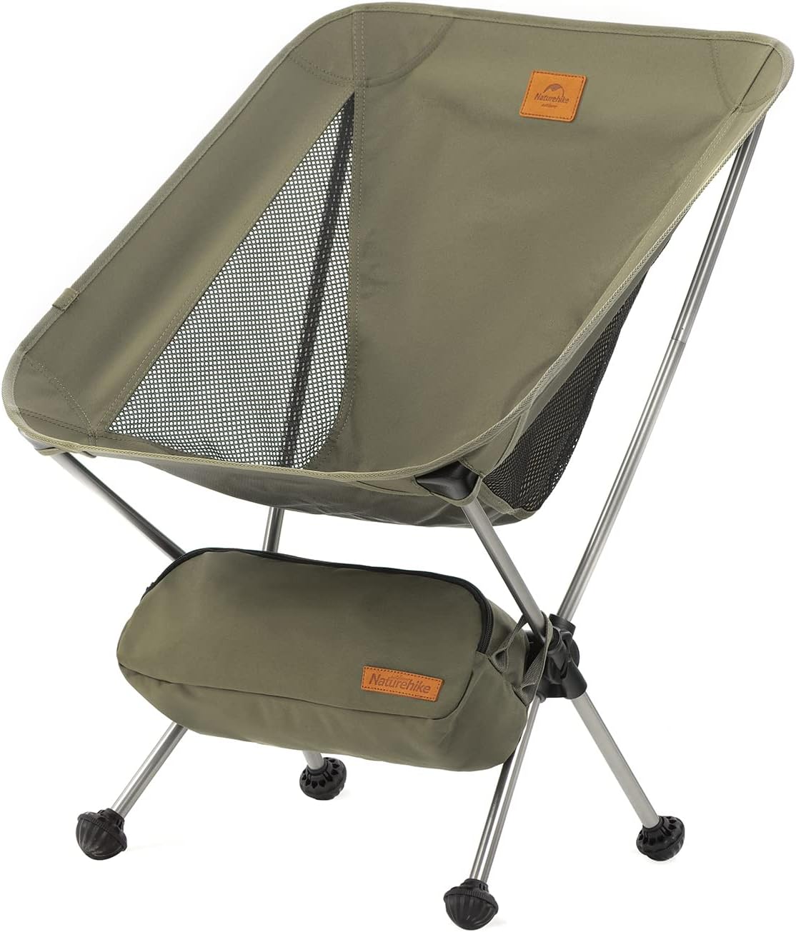 Naturehike Ultralight Folding Camping Chair Comfortable Portable Low Back Chair, Compact Lightweight Chair for Outdoors,Lawn,Hiking,Beach,Fishing,Picnic,Backpacking,Spherical Foot Cover,with Carry Bag