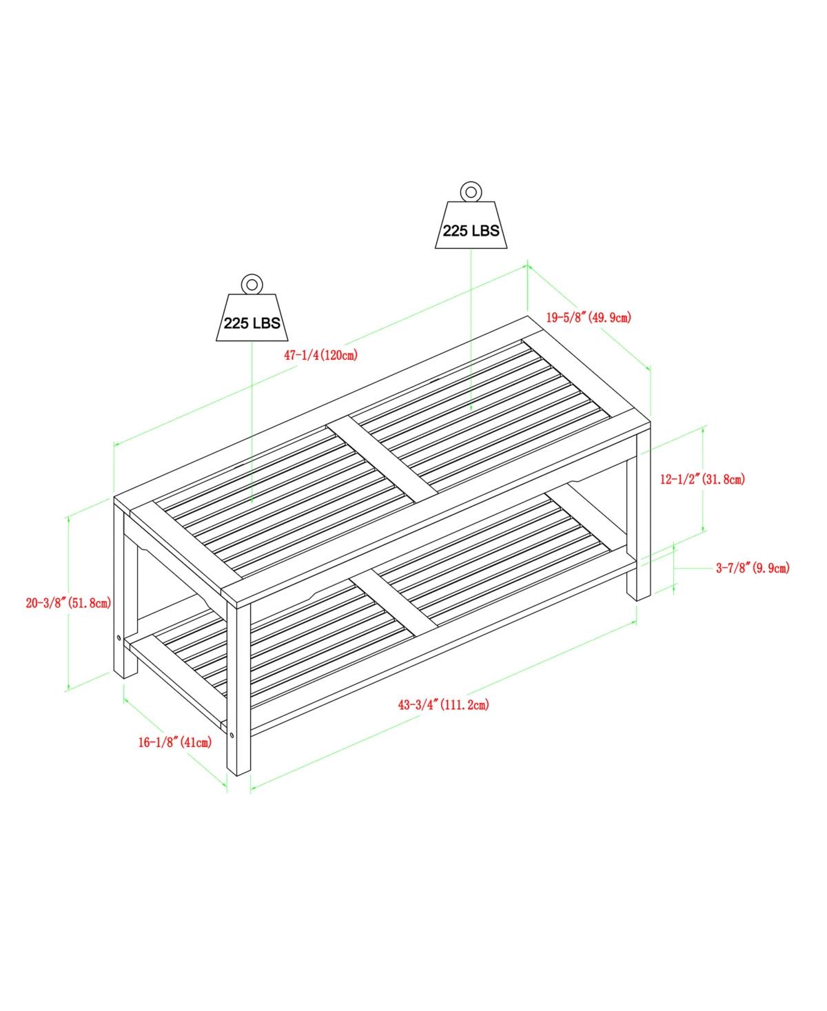 Walker Edison Acacia Wood Patio Coffee Table - Gray