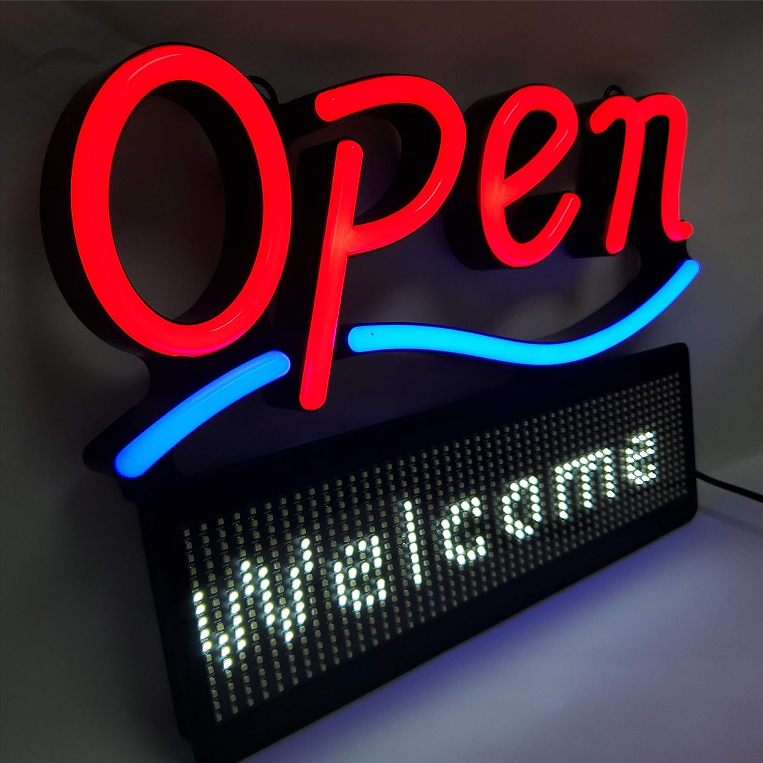 MaxLit 21'' x 16'' Open Business Sign with Programmable Scrolling Message Display (Red, 21'' x 16'') Pack of 2
