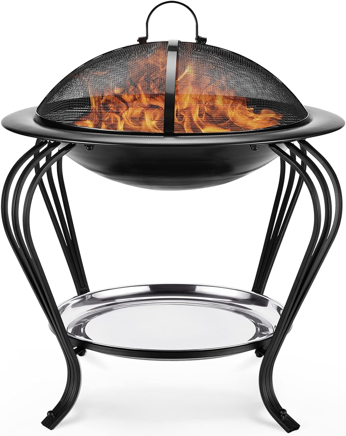 Fire Pit,&nbsp;Outdoor&nbsp;Wood Burning Metal Firepit Stove&nbsp;with Mesh Spark Screen Cover, for Patio Backyard Garden&nbsp;BBQ Bonfire Grill&nbsp;Camping&nbsp;Beach Park Picnic