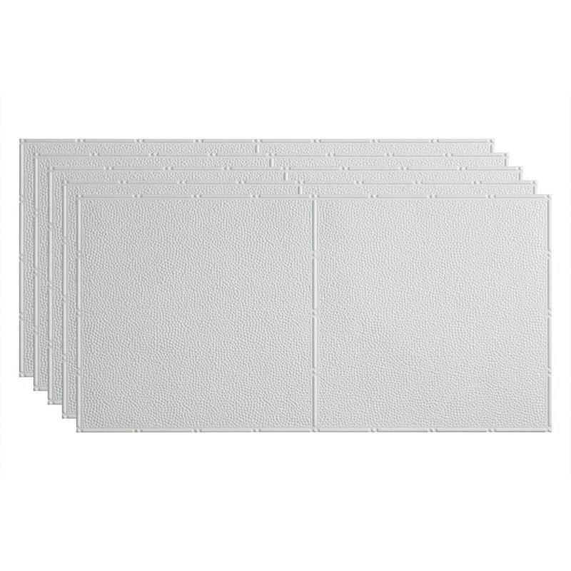 Fasade Border Fill Decorative Vinyl 2ft x 4ft Glue Up Ceiling Tile in Gloss White (5 Pack)