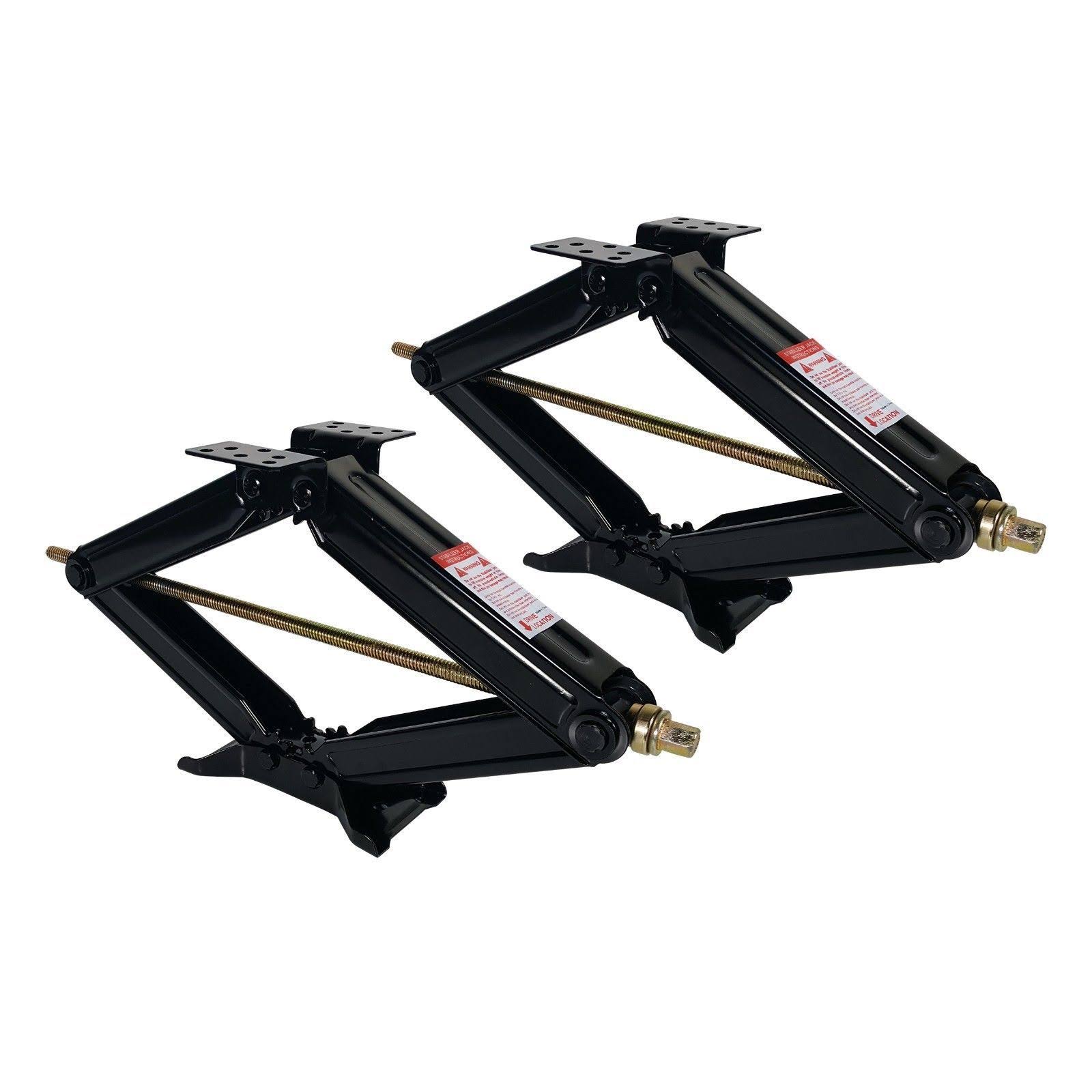 New Set of 2 5000 lb 30x22 RV Camper Trailer Stabilizer Extender Leveling Scissor Jacks with Handle
