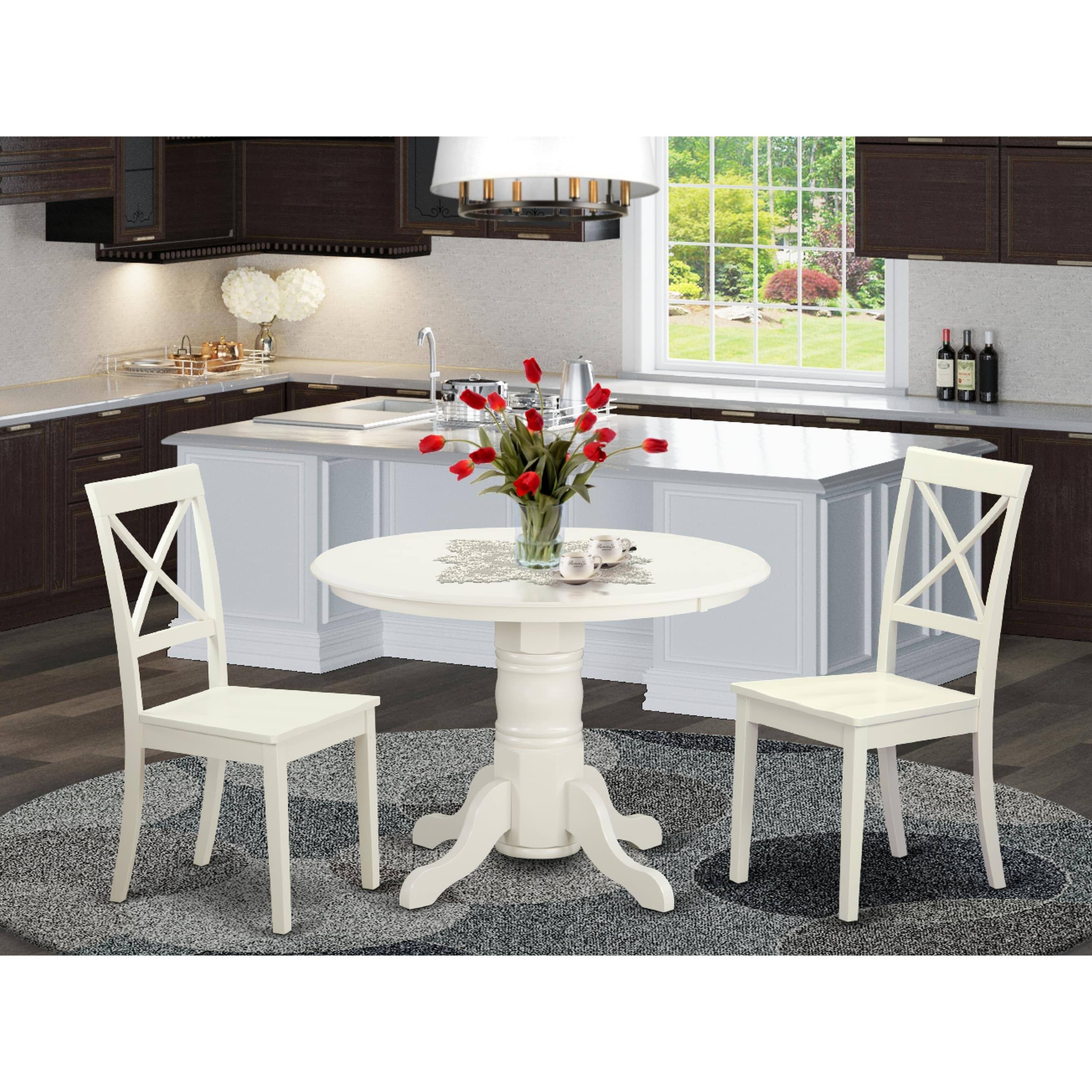 East West Furniture Shelton 3 Piece Crossback Dining Table Set