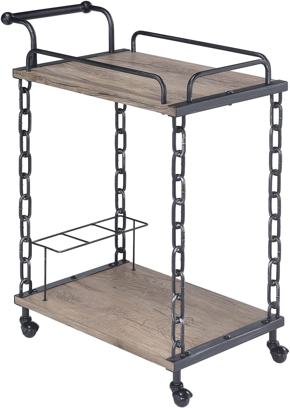 ACME Furniture Jodie Serving Cart, Rustic Oak & Antique black