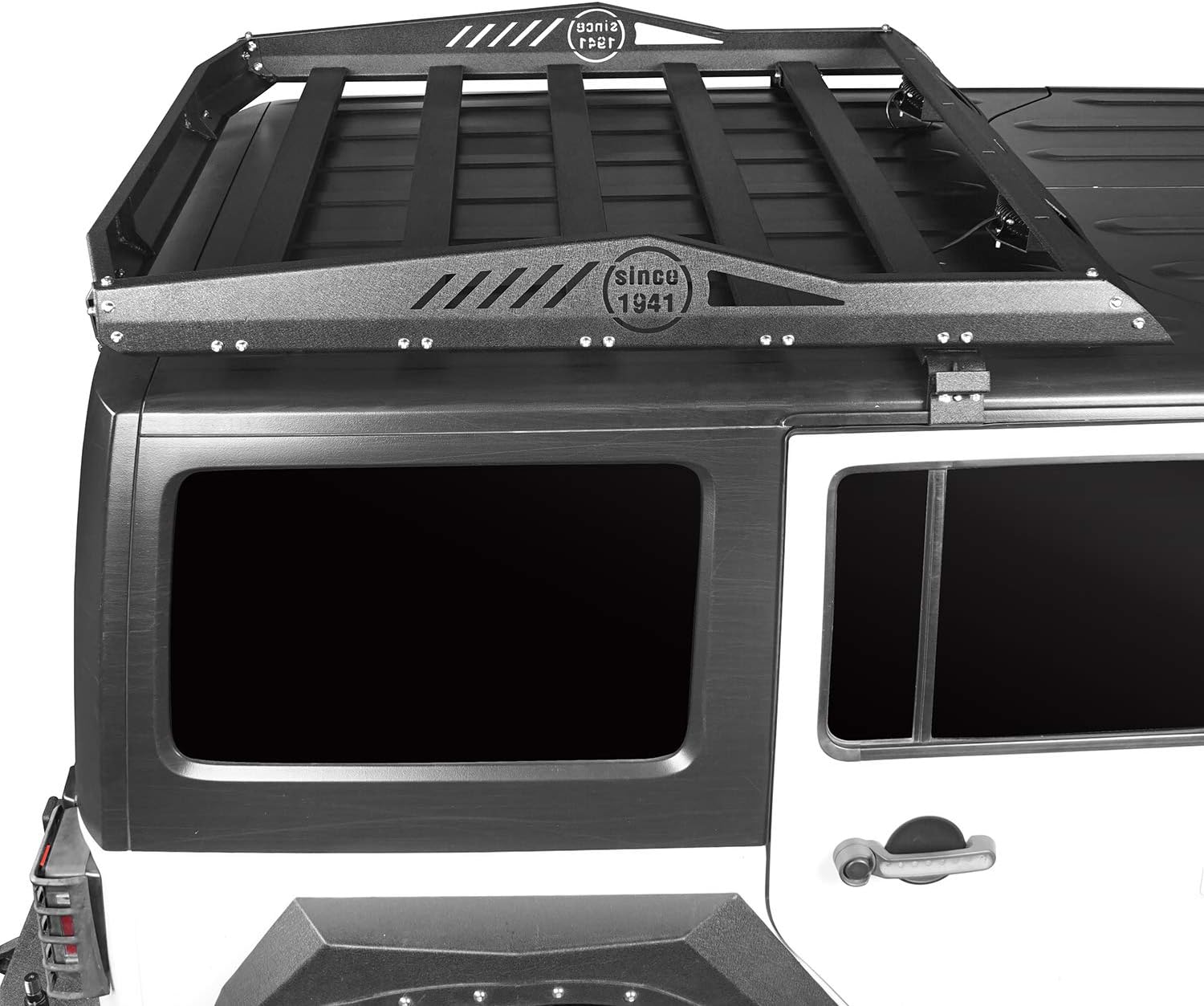 Hooke Road Hard Top Rear Roof Rack Cargo Carrier Basket Compatible with Jeep Wrangler JK Unlimited 4 Door 2007-2018