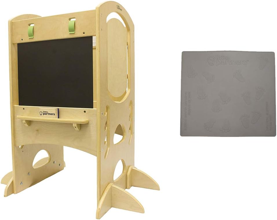 Little Partners Bundle Pack | Limited Edition Learning Tower with Anti-Slip Silicone Mat (Natural)