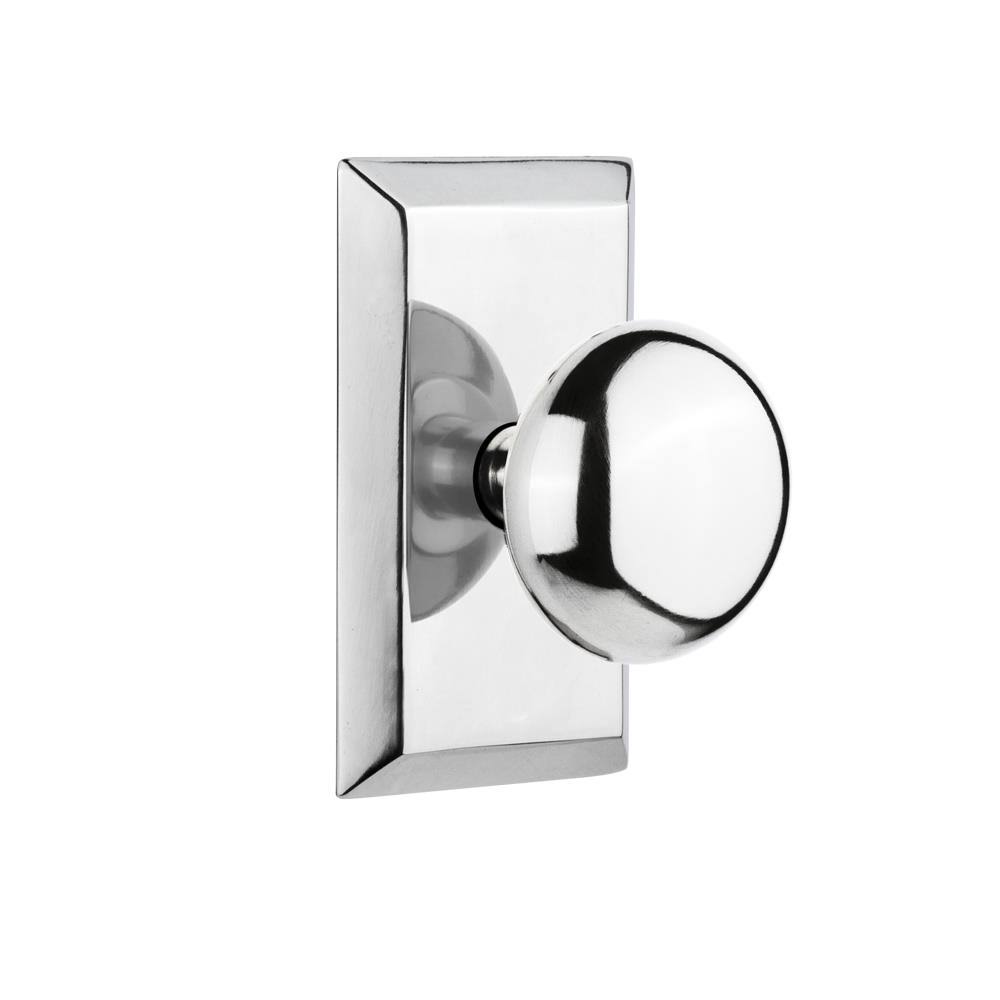 Nostalgic Warehouse 713333 Studio Plate Privacy New York Door Knob, Bright Chrome