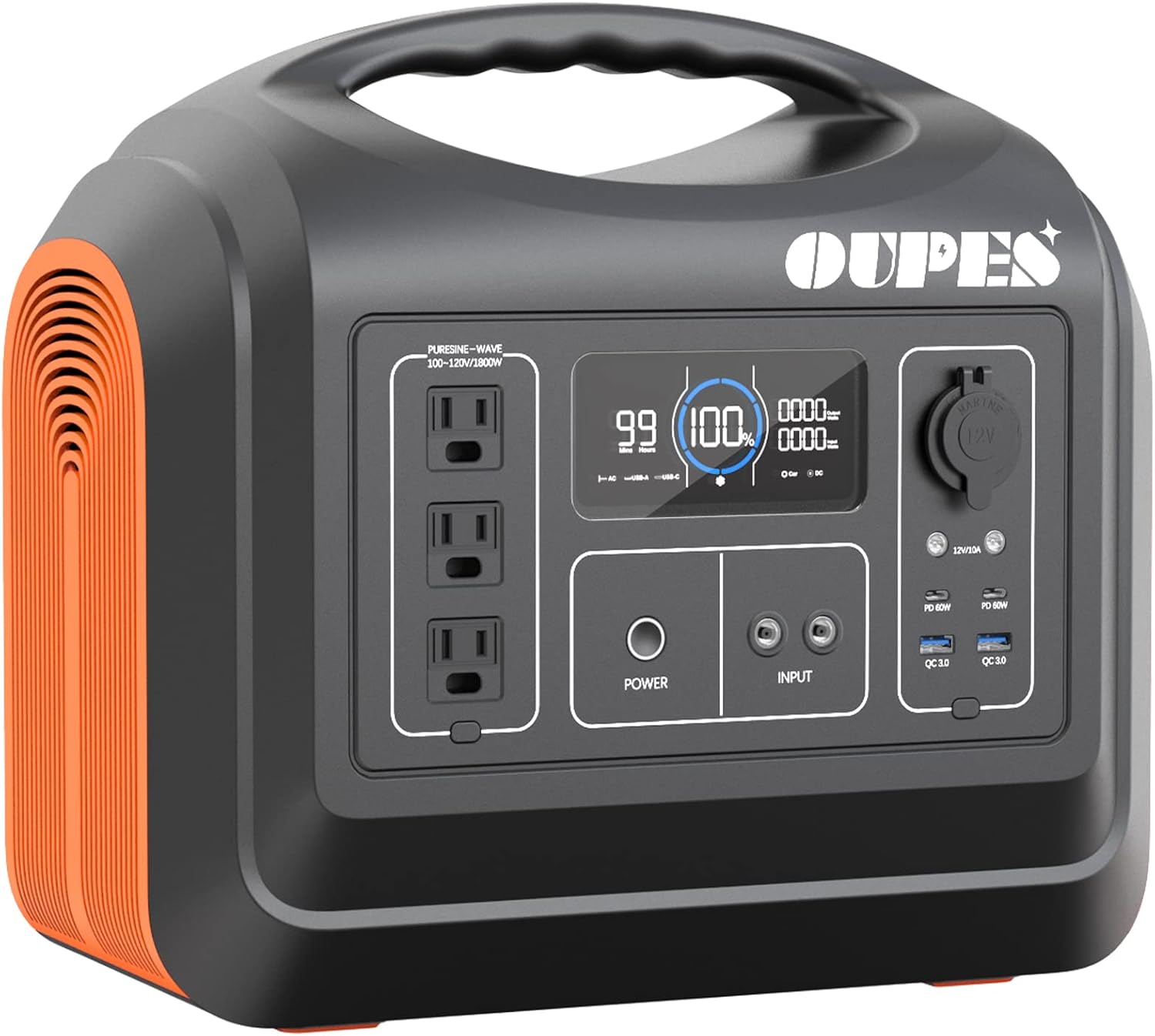 Portable Power Station, 1800W Solar Generator 1488Wh (465000 mAh) LiFePO4 Battery Backup with 3x120V (4000W Peak) Pure Sine Wave AC Outlets, 4000+ Cycle Emergency Power Generator for Outdoor Road Trip Travel Camping, Home Use