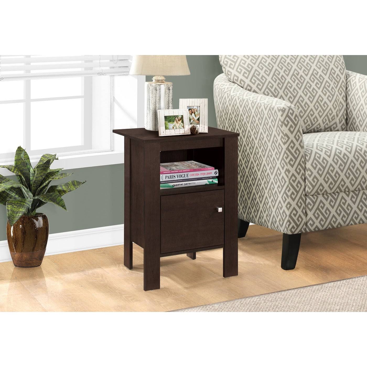 Rectangular Cappuccino Accent Table / Night Stand with Storage - Wood - Brown