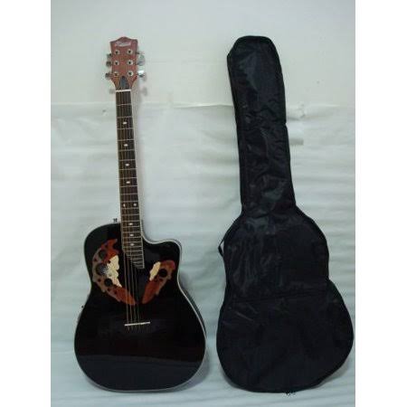 Ktone Professional 6 String Acoustic Electric Guitar, Black, Free Gig Bag