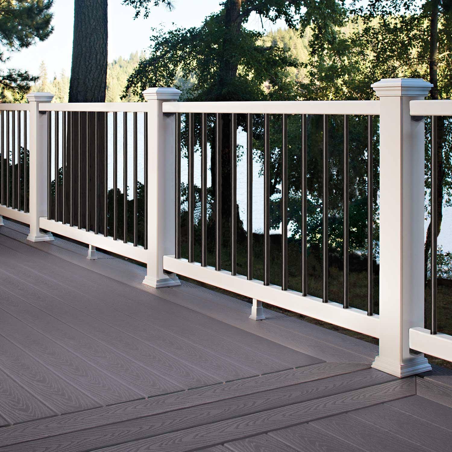 Trex Select Classic White Rail Kit w/ Round Black Balusters - 36x22 - 8 ft - Horizontal